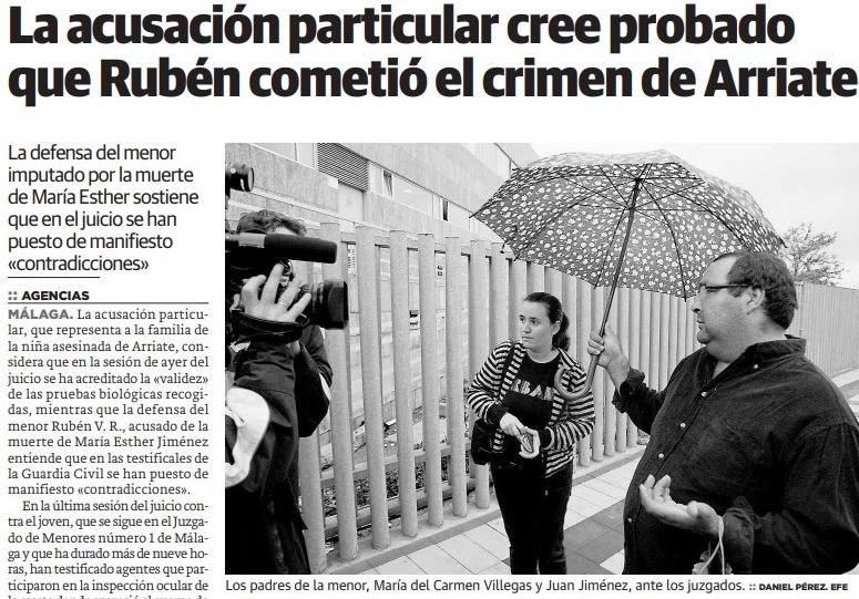 La acusación particular cree probado que Rubén cometió el crimen de Arriate