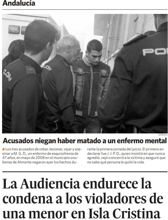 «La Audiencia endurece la condena a los violadores de una menor en Isla Cristina»