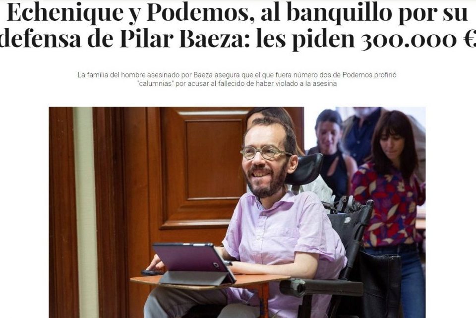 Echenique y Podemos, al banquillo por su defensa de Pilar Baeza